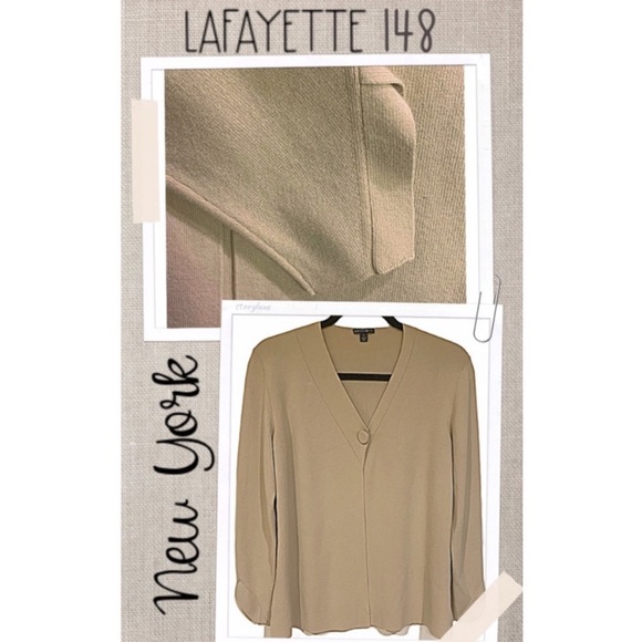 Lafayette 148 New York Cardigan Beige open collarless cardigan Size S - Picture 10 of 10